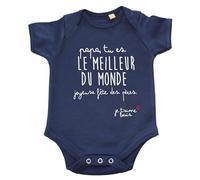 Body bébé, papa tu es le meilleur du monde, joyeuse fête des père, je t'aime (Bleu marine, 12-18 mois)
