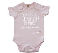 Body bébé, papa tu es le meilleur du monde, joyeuse fête des père, je t'aime (Rose pâle, 0-3 mois)