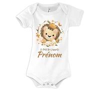 Body bébé personnalisable mignon avec lion| Cadeau vêtement de naissance personnalisé pour nouveau né fille et garçon ou anniversaire 18 mois