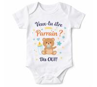 Body bébé personnalisé demande parrain ou marraine - Veux-tu être mon/ma… Dis OUI - Annonce grossesse originale - Manches courtes ou longues (Parrain)