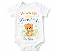 Body bébé personnalisé demande parrain ou marraine - Veux-tu être mon/ma… Dis OUI - Annonce grossesse originale - Manches courtes ou longues (Marraine)
