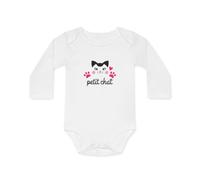 Body Bébé "Petit Chat" - 100% Coton - Blanc - 0 à 18 Mois idée cadeau nouveau né Taille 6-12M, Couleur White