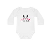 Body Bébé "Petit Chat" - 100% Coton - Cadeau Naissance Fille ou Garçon - Blanc - 0 à 18 Mois Taille 6-12M, Couleur White