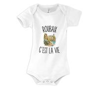 Body Bébé Roubaix c’est la vie | Coton Peigné Boutons Pression à l'Entrejambe 3-6 mois à 18-24 mois | Manches Courtes Fille Garçon Mixte | Cadeau Roubaisien Roubaisienne Naissance Baby Shower