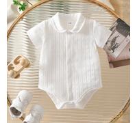 Body blanc d'été mignon à manches courtes pour bébé garçon, tricoté en jacquard avec design ajouré spécial, col rond classique, pour fête, assortiment familial et baptême 6-9M,9-12M,12-18M,18-24M,1-3M