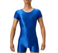 Body brillant à l'huile pour homme avec manches courtes et haute élasticité, justaucorps moulant, conçu pour un usage quotidien (taille M, bleu)