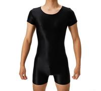 Body brillant à manches courtes pour homme, super élastique et moulant, pour un usage décontracté et quotidien (taille M, noir)