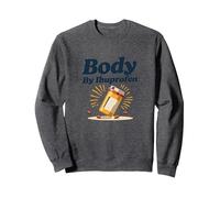 Body by Ibuprofène : Parodie de Fitness Humoristique pour Les Amateurs de Gym Sweatshirt, Unisexe pour Adultes, Chiné Foncé, S