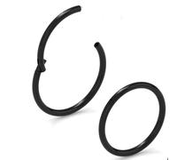 Body CAC 0.8mm/1.0mm/1.2mm/1.6mm/2.0mm/3.0mm/4.0mm/5.0mm/6.0mm Steel Hypoallergenic Clicker Hinged Nose Septum Ring Hoop with Colour Gold-Silver tone-Black-Rose gold