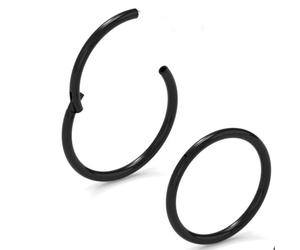 Body CAC 0.8mm/1.0mm/1.2mm/1.6mm/2.0mm/3.0mm/4.0mm/5.0mm/6.0mm Steel Hypoallergenic Clicker Hinged Nose Septum Ring Hoop with Colour Gold-Silver tone-Black-Rose gold
