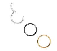 Body CAC Lot de 3 Anneaux Nez Charnière Acier Chirurgical Doré Argenté Noir