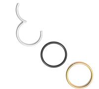 Body CAC Lot de 3 Anneaux Nez Charnière Acier Chirurgical Doré Argenté Noir
