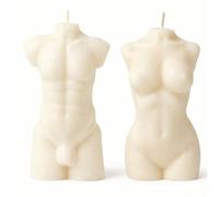 Body Candle Set | Bougies décoratives durables en cire de soja naturelle | Fabriqué à la main en Allemagne | 100 % végétalien | Homme et femme (crème) - 5 x 6 x 10 cm