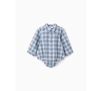 Body-chemise en coton et à carreaux b&s bleu foncé 3/6M(60/67)