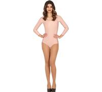 Body de carnaval sportif manches longues couleur peau Sport Vêtements de fête confort, Taille : 38 - 40 (M) Couleur : Beige