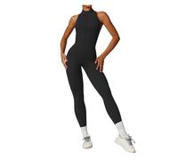 Body de yoga dos nu Combinaison de yoga à fermeture éclair séchage rapide couleur chair, collants sport for entraînement fitness intensif Combinaison sport femme(Black,L)