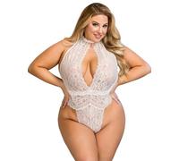 Body Dentelle Sexy Femme Grande Taille Body String Chic Lingerie Ouverte Tenue Hot Nuisette Romantique Combinaison Lingerie et Vêeements Sous Vetement Lingerie Dentelle Ensemble Teddy Blanc,3XL-4XL