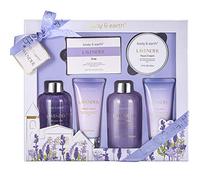 BODY & EARTH Cadeaux de Lavande Pour Femmes 6 pcs, Cadeau d'anniversaire pour Femmes, Gel douche, Beurre Corporel, Crème Pour les Mains, Cadeau Fête des Mères