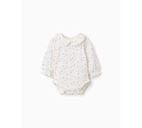 Body En Coton À Manches Longues Avec Motif Fleuri Blanc 1/3M(54/60)