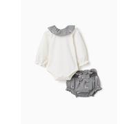 Body En Coton Et Bloomer À Carreaux Vichy Blanc 1/3M(54/60)