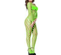 Body en résille femme sexy, lingerie filet manches longues, entrejambe ouvert, tenue plage et soirée rave