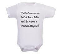 Body enfant, brassière manches courtes, bébé, fille, garçon, cadeau de naissance, humour, beau bébé, pressions à l’entrejambe - blanc, 0-3 mois