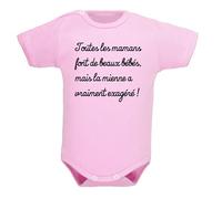 Body enfant, brassière manches courtes, bébé, fille, garçon, cadeau de naissance, humour, beau bébé, pressions à l’entrejambe - Rose clair, 6-12 mois