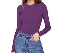 Body femme à manches longues, Pyjama femme à manches longues Slim Fit une pièce Pyjama col rond Bodysuit élégant Jumpsuit extensible Vêtement de nuit Vêtement décontracté Sous-chemises Pyjama douillet