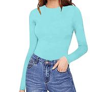 Body femme à manches longues, Pyjama femme à manches longues Slim Fit une pièce Pyjama col rond Bodysuit élégant Jumpsuit extensible Vêtement de nuit Vêtement décontracté Sous-chemises Pyjama douillet