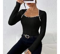 Body femme col cygne manches longues côtelé ajusté L,M,S,XL,XSBlocs de couleurÉtoffe