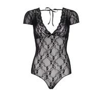 Leg Avenue Teddy Dos Nu en Dentelle Florale Noire