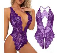Body Femme Sexy Dentelle Lingerie Teddy Nuisette Transparente Décolleté Plongeant Deep V Dos Nu Body String Maille Fine Bodies Gainant Combinaison Échancrée Sous-Vêtement Érotique Nuit Saint-Valentin