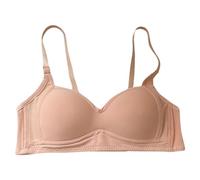 Body Ficelle Underwear Thin Breathable Removable Double Shoulder Straps After Three of Buckle Gathered Without Ring Bust Type Bra Coton sans Couture (Khaki, 32AB)