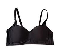Body Ficelle Underwear Thin Breathable Removable Double Shoulder Straps After Three of Buckle Gathered Without Ring Bust Type Bra Coton sans Couture (Black, 32AB)