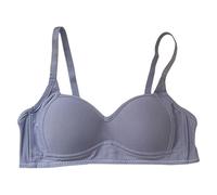 Body Ficelle Underwear Thin Breathable Removable Double Shoulder Straps After Three of Buckle Gathered Without Ring Bust Type Bra Coton sans Couture (Blue, 34AB)