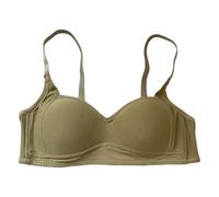 Body Ficelle Underwear Thin Breathable Removable Double Shoulder Straps After Three of Buckle Gathered Without Ring Bust Type Bra Coton sans Couture (Green, 36AB)