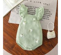 Body fleurie brodée pour bébé fille, tricot. Tenue élégante et polyvalente, adaptée pour le port quotidien, à l'intérieur, à l'extérieur et pour les voyages, printemps/été 6-9M,9-12M,12-18M,1-3M,3-6MP