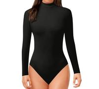 Body Gainant Femme Ventre Plat Body Femme Manche Longue Combinaison Sequin Dentelle sous Pull Col Montant Maillot De Corps Coton Noire Laine Noir Blanche Manches Longues Chic Tunic Gaine Rouge 4XL
