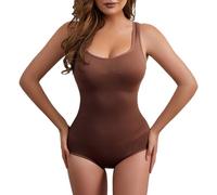 Body Gainant Femme Ventre Plat Body Sculptant Amincissante Bodysuit avec Soutien-Gorge Combinaison Gainante sans Couture Minceur Shapewear avec Bretelles larges Strap Lingerie (Coffee, XXXL)