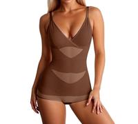 Body Gainant Femme Ventre Plat Gaine Invisible Body Sculptant Gaine Amincissante Shapewear Bodysuit Minceur Corset Bustier Combinaison avec Soutien-Gorge Bretelles Réglable