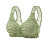 Body gainant gainant à boutons-pression sur le devant Soutien-gorge sans couture couverture complète soutien-gorge froncé push-up fermeture avant soutien-gorge respirant haut court, Vert, 64