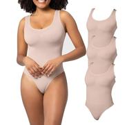 Body Gainant pour Femme, 3 pièces, Effet Gainant, Ouvert à l'entrejambe, String, rehaussement des Fesses, sans Couture