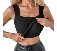 Body gainant pour femme, soutien-gorge intégré, débardeur d'été à bretelles spaghetti, débardeur basique avec rembourrage de poitrine, Noir , L