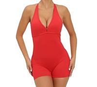 Body galbant pour femme - Contrôle du ventre - Dos nu - Body gainant - Short une pièce - Effet gainant - Bretelles sans couture, 4 rouges., S