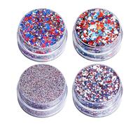 Body Glitter Gel, Hair And Body Glitter | 4-Jar Chunky Sparkling Makeup | 250th Gel Glitters Bodys Face Makeup For Eye For Men Women Kids Boys Girls Party Festival Event Celebration