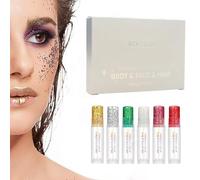 Body Glitter Stick - Vibrant Face Gel, Multi Color Paint Gel For Festivals Parties Halloween Carnivals Music Events, Fairy Theme Makeup, Cosmetic Glitter, 2.91 Inches