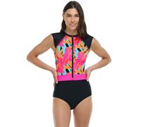 Body Glove Stand Up Zip Front Paddle One Piece Swimsuit with UPF 50+ Maillot de Bain, Canopy Tropical Brights, M Femme