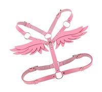 Body Harness Femmes Ailes d'ange Lingerie Harnais Soutien-gorge Bretelles Bralette Tops - Noir, 66-100cm (Rose)