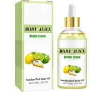Body Juice Oil Peach Perfect, Body Juice Oil Vanilla, Body Juice Oil Strawberry, Body Juice Oil Scent Strawberry Shortcake, Body Juice Oil Mango, Hand Crafted Body Oil for Women (Lemon)