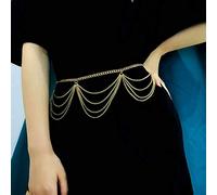 Body Long Femme Chaîne Bande de Taille Chaîne Ceinture Décorative Ceinture à Glands Ceinture Écharpe Bonnet Ensemble Hommes Bleu, taille unique, Polyester